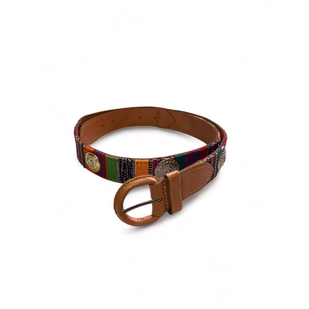 Hand Embroidered Leather Multicolored Belt